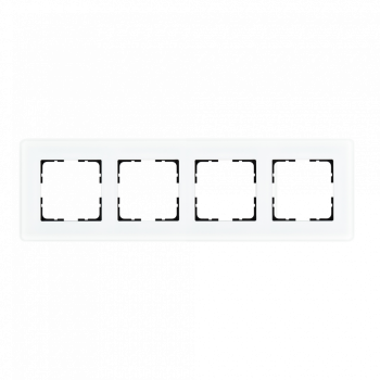 Стеклянная матовая закругленная рамка 4 поста белый Jasmart G-Glass G1004GW-RM фото