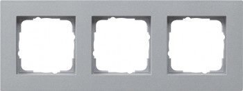 0213255 Рамка установочная для монтажа заподлицо E2 Алюминий 3-постовая Gira фото