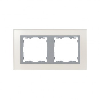 82927-62 Рамка декоративная, 2 поста, Simon 82 Nature, Стекло, серебро-алюминий фото