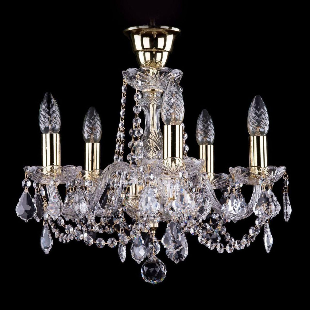

Подвесная люстра Bohemia Ivele 1402/5/141/G/Leafs/Tube, Золотой, 1402 Gold 1402/5/141/G/Leafs/Tube