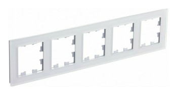 Рамка пятипостовая матовое белое стекло Systeme Electric (Schneider Electric) AtlasDesign Nature ATN330105 фото