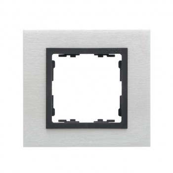 82817-31 Рамка декоративная, 1 пост, Simon 82 Nature, Металл, матовая сталь-графит фото