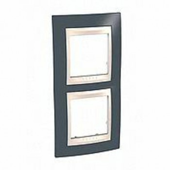 MGU6.004V.577 Рамка Unica Хамелеон серо-зеленый / Бежевый 2-постовая вертикальная Schneider Electric фото