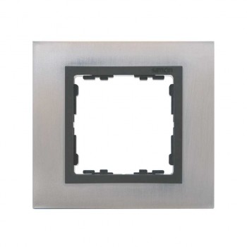 82817-37 Рамка декоративная, 1 пост, Simon 82 Nature, Металл, нержавеющая сталь-графит фото