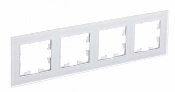 Рамка четверная матовое белое стекло Systeme Electric (Schneider Electric) AtlasDesign Nature ATN330104 фото