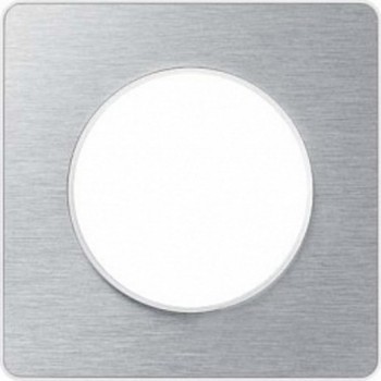 S52P802J Рамка Odace Полированный алюминий / Белый 1-постовая Schneider Electric фото