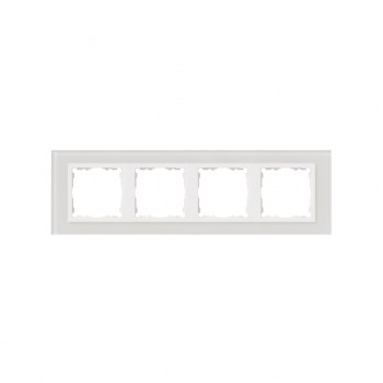 82647-30 Рамка декоративная, 4 поста, Simon 82 Nature, Стекло, белый-белый фото