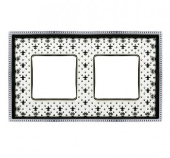 FD01472NECB Рамка Belle Epoque Porcelain Black lys / bright chrome 2-постовая гор/верт. Fede фото