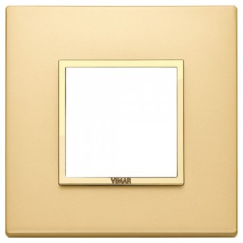 21642.G10 Рамка Eikon Evo сатинированное золото, включая рамку 2 модуля Vimar фото