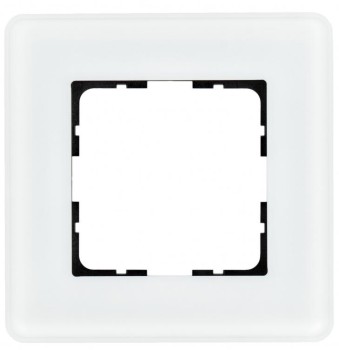 Стеклянная матовая закругленная рамка 1 пост белый Jasmart G-Glass G1001GW-RM фото