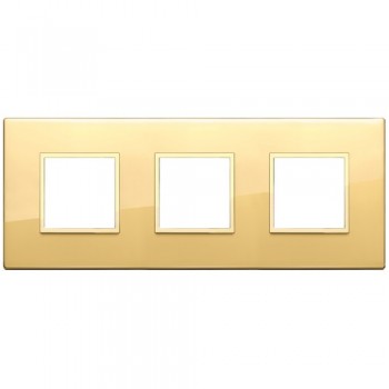 21644.G09 Рамка Eikon Evo полированное золото, включая рамку 6 (2+2+2) модулей Vimar фото
