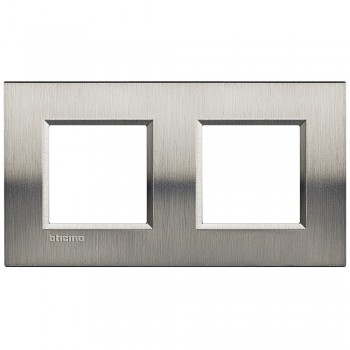 LNA4802M2ACS Рамка LivingLight Квадрат Фактурная сталь 2+2 модуля Bticino фото