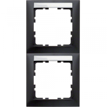 10129969 Рамка с полем для надписей S.1 Антрацит матовый 2-постовая вертикальная Berker фото