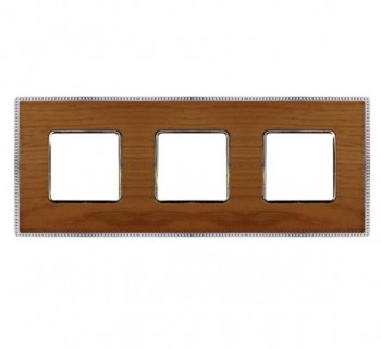FD01453CCB Рамка Belle Epoque Wood Cherry / Bright chrome 3-постовая гор/верт. Fede фото
