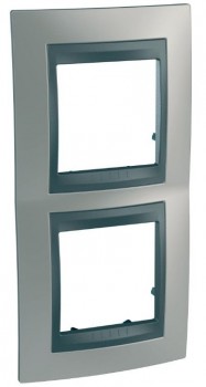 MGU66.004V.238 Рамка Unica Top Хром матовый / Графит 2-постовая вертикальная Schneider Electric фото