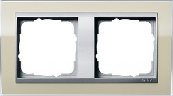 0212776 Рамка Event Clear Песочный / Алюминий  2-постовая Gira фото