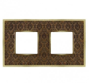 FD01442DBOB Рамка Belle Epoque Tapestry Decorbrass / Bright gold 2-постовая гор/верт. Fede фото