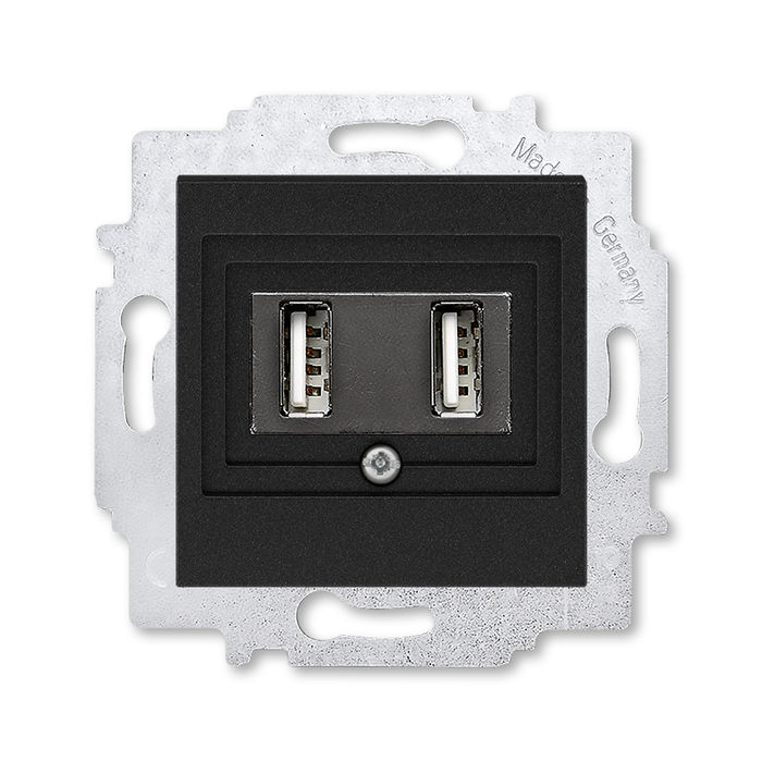 

USB зарядка двойная ABB Levit антрацит 5014H-A00040 63W 2CHH290040A6063, Levit 5014H-A00040 63W