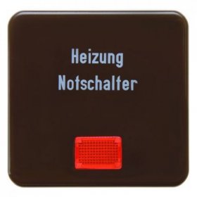 

156801 Клавиша с красной линзой и надписью "Heizung Notschalter" цвет: коричневый, с блеском Влагозащищенный скрытый монтаж IP44 Berker, IP44 156801