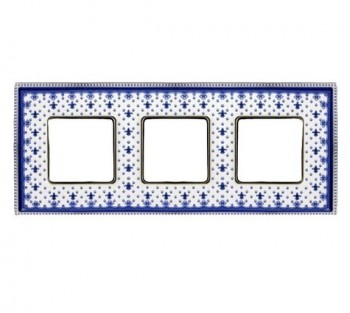 FD01473AZCB Рамка Belle Epoque Porcelain Blue lys / Bright chrome 3-постовая гор/верт. Fede фото