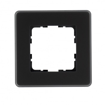 Стеклянная матовая закругленная рамка 1 пост черный Jasmart G-Glass G1001GB-RM фото