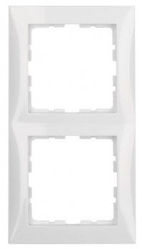 10128989 Рамка S.1 Полярная белизна с блеском 2-постовая вертикальная Berker фото