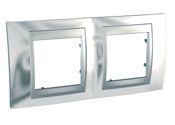 Рамка 2-постовая, хром/алюминий Schneider Electric Unica Top MGU66.004.010 фото