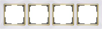 W0041933 Рамка на 4 поста (белый/золото) Snabb Werkel a051660 фото