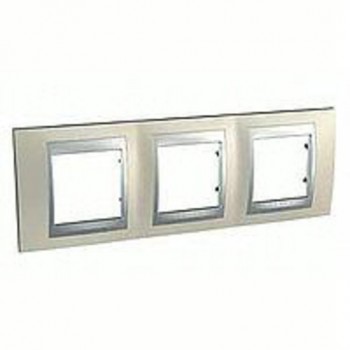 MGU66.006.095 Рамка Unica Top Опал / Алюминий 3-постовая Schneider Electric фото