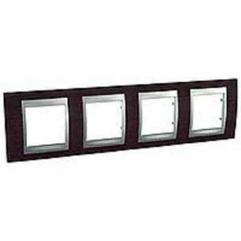 Рамка 4-постовая, венге/алюминий Schneider Electric Unica Top MGU66.008.0M3 фото