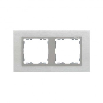 82927-34 Рамка декоративная, 2 поста, Simon 82 Nature, Металл, матовая сталь-алюминий фото