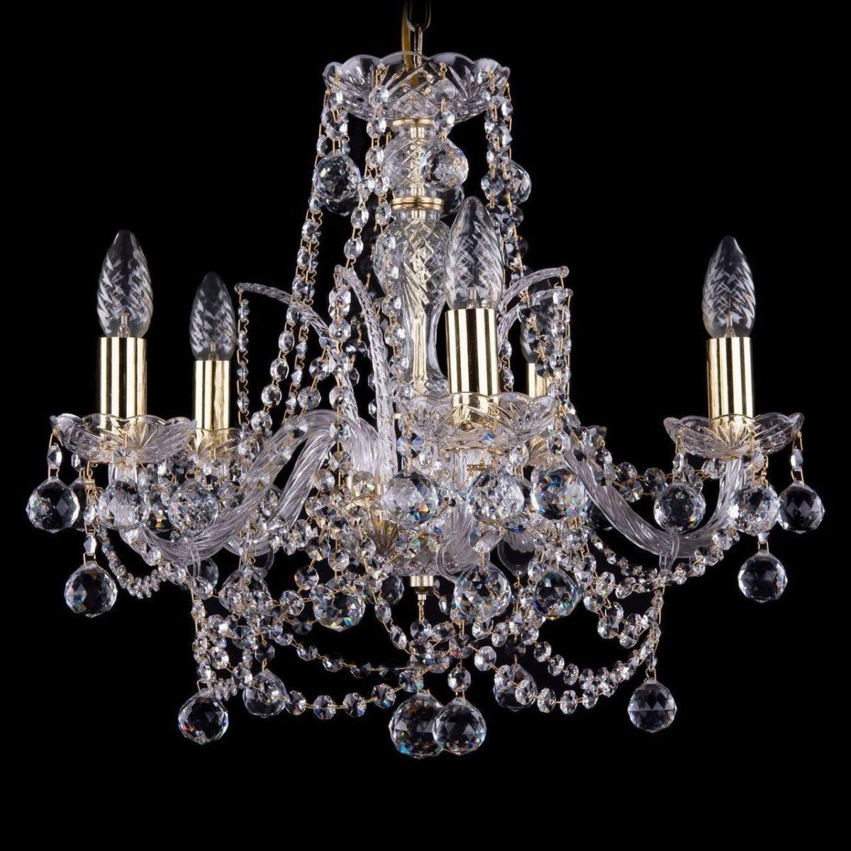 

Подвесная люстра Bohemia Ivele 1411/5/160/G/Balls, Золотой, 1411 Gold 1411/5/160/G/Balls