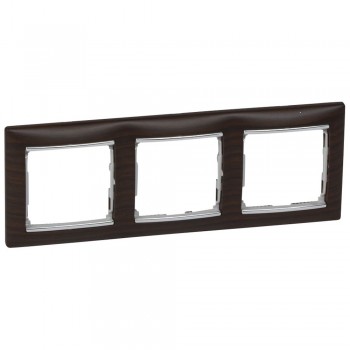 770373 Рамка Valena Темное дерево / Серебро 3-постовая Legrand фото