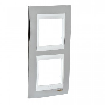 MGU66.004V.810 Рамка Unica Хамелеон Серебро / Белый 2-постовая вертикальная Schneider Electric фото