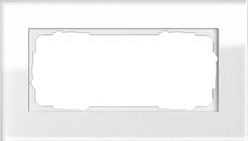 100212 Рамка без перегородки Esprit Белое стекло 2-постовая Gira фото