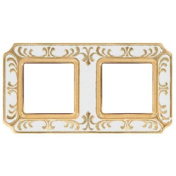 FD01352OPEN Рамка Smalto Italiano Siena Pearl white 2-постовая Fede фото