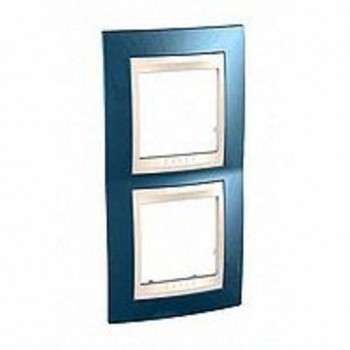 MGU6.004V.554 Рамка Unica Хамелеон голубой лед / Бежевый 2-постовая вертикальная Schneider Electric фото