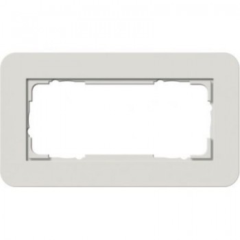 1002411 Рамка с белой подложкой без перегородки E3 Светло-серый / Белый 2-постовая Gira фото