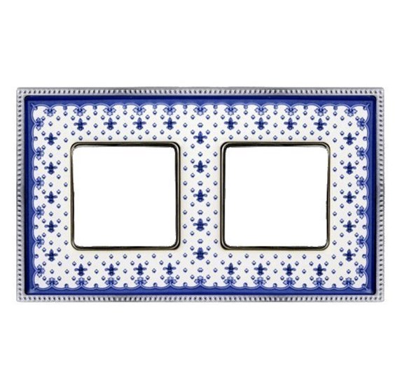

FD01472AZCB Рамка Belle Epoque Porcelain Blue lys / Bright chrome 2-постовая гор/верт. Fede, Belle Epoque Porcelain FD01472AZCB