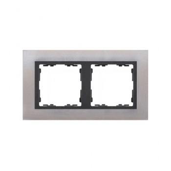82827-37 Рамка декоративная, 2 поста, Simon 82 Nature, Металл, нержавеющая сталь-графит фото
