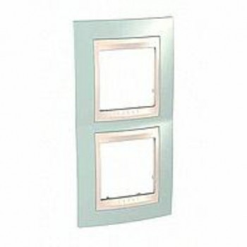MGU6.004V.570 Рамка Unica Хамелеон морская волна / Бежевый 2-постовая вертикальная Schneider Electric фото