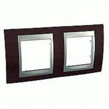 Рамка 2-постовая, венге/алюминий Schneider Electric Unica Top MGU66.004.0M3 фото