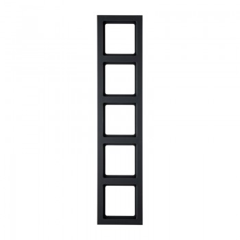 10156096 Рамка Q.3 Антрацит с эффектом бархата 5-постовая вертикальная Berker фото