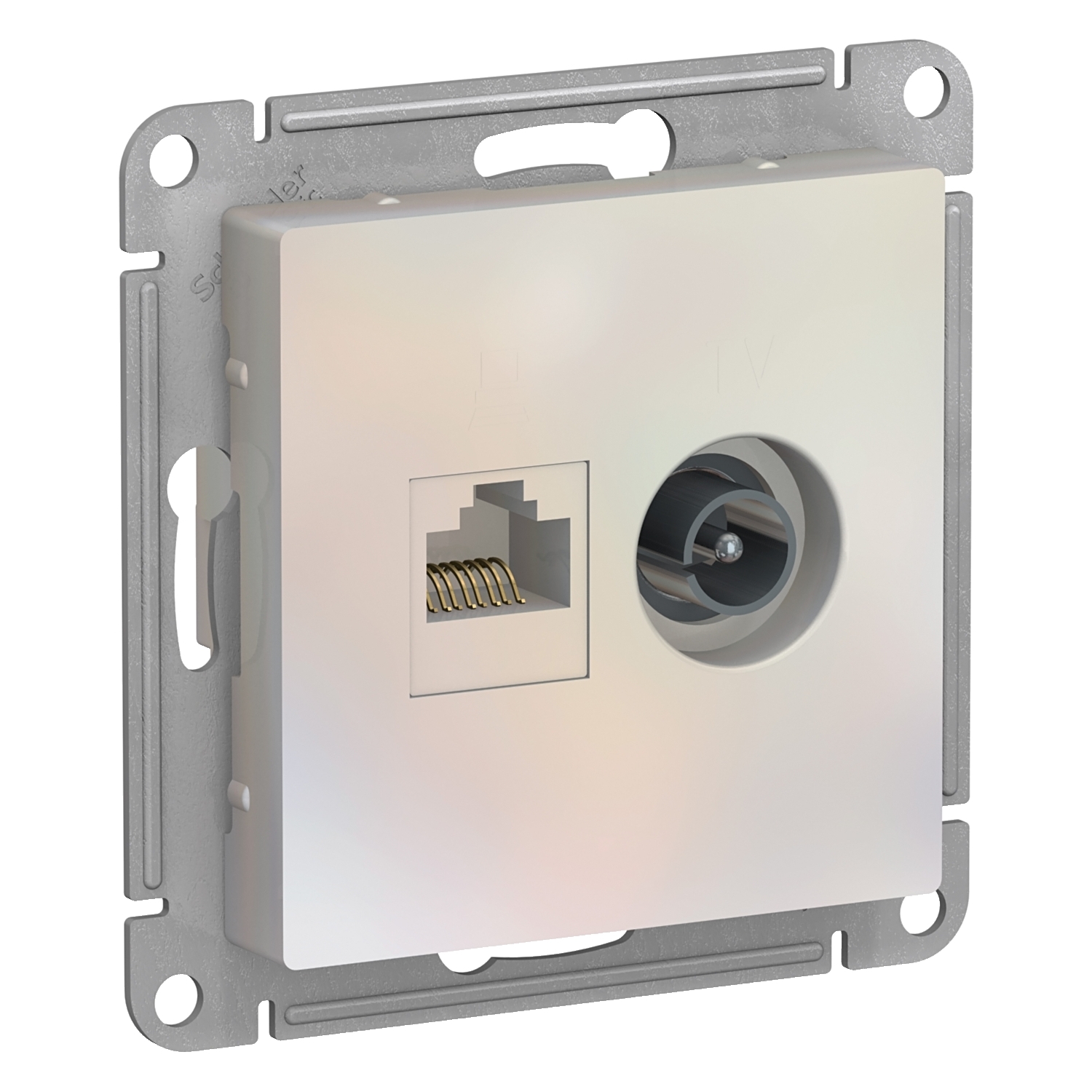 

ATN000489 Atlasdesign Розетка двойная ТВ + компьютерная RJ45, кат. 5Е, Жемчуг Schneider Electric, Atlasdesign ATN000489