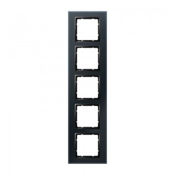 10156616 Рамка B.7 Черное стекло 5-постовая вертикальная Berker фото