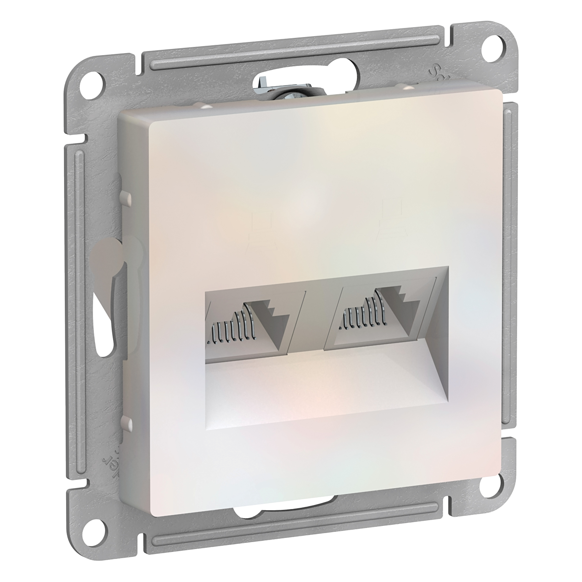 

ATN000485 Atlasdesign Розетка двойная компьютерная RJ45+RJ45, кат.5E, механизм, Жемчуг Schneider Electric, Atlasdesign ATN000485