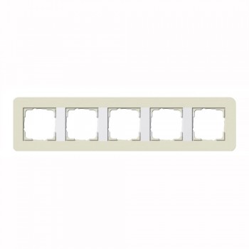 0215417 Рамка с белой подложкой E3 Песочный / Белый 5-постовая Gira фото