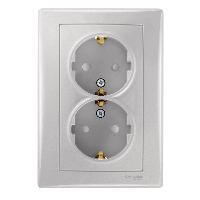 

SDN3000760 Розетка двойная с з\к шторки, алюминий Schneider Electric, Sedna SDN3000760