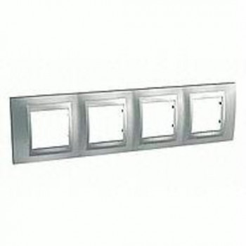 Рамка 4-постовая, хром матовый/алюминий Schneider Electric Unica Top MGU66.008.038 фото