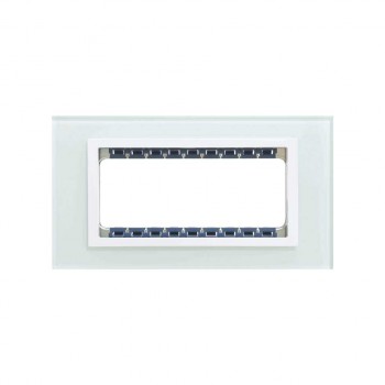 82657-60 Рамка декоративная, (+суппорт), 5 узких (2 широких+1 узкий) модулей, Simon 82 Centralizations, Стекло, натуральный-белый фото